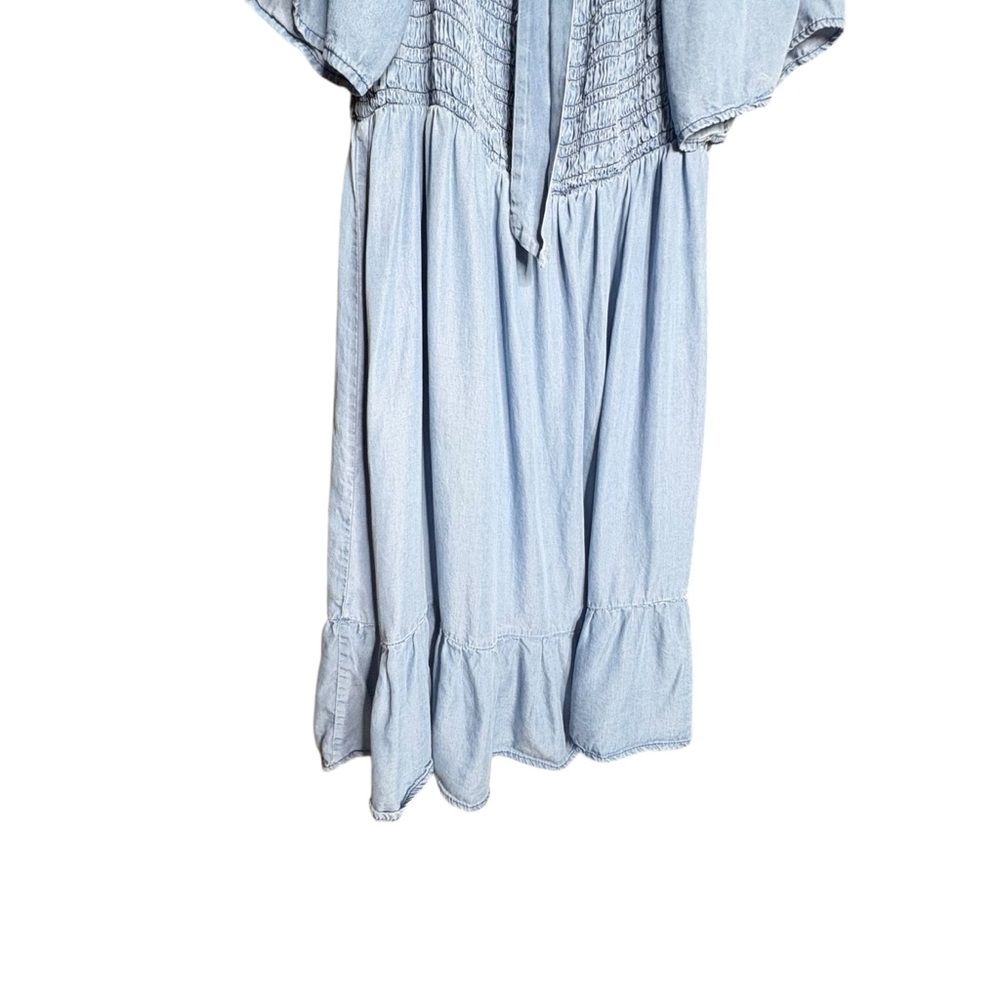 🔴5 for $40 SALE Perch by Blue Pepper Chambray Smocked Denim Tie Back w Ruffle 3X - Picture 11 of 14